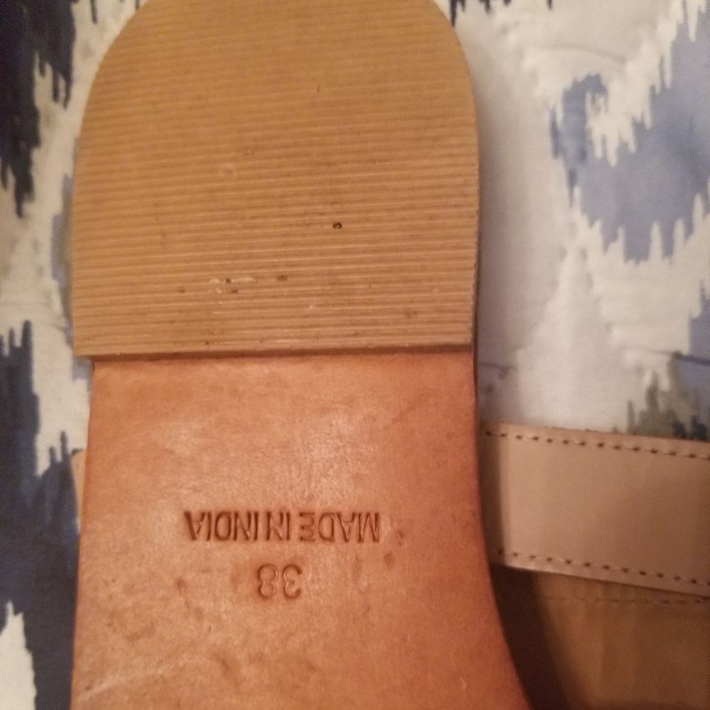 Anthropologie Blush Beaded Embellished Leather Thong Sandals Sz.38/US 7 - Picture 9 of 12